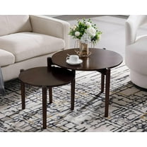 BOBOKY Nesting Coffee Table Set of 2, Modern Round Side Tables for Living Room, Solid Wood Legs, Space Saving End Tables for Small Spaces, Circle Nest of Tables.