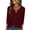 Burgundy, variant on Womens Tops Solid Round Neck 3/4 Sleeve Shirts Trendy Cut Out Ring Neck Casual Summer Blouses Shirts Green