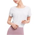 thumbnail image 2 of hotojiny Workout Crop Tops for Women Lightweight Crew Neck Short Sleeve Yoga Shirts Breathable Running Sports Gym Activewear, 2 of 5