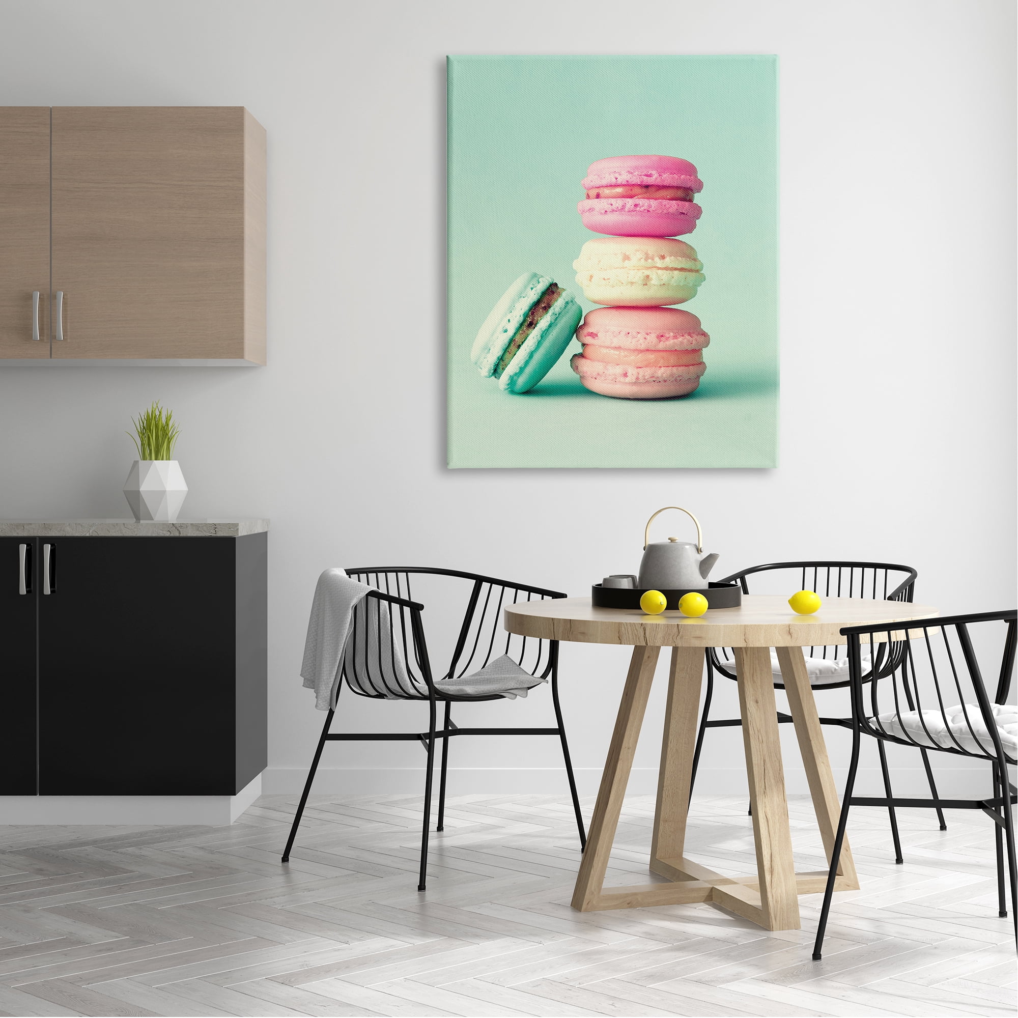 Stupell Industries Pastel Macaron Cookie Dessert Turquoise Background, 36 x 48, Design by Incado