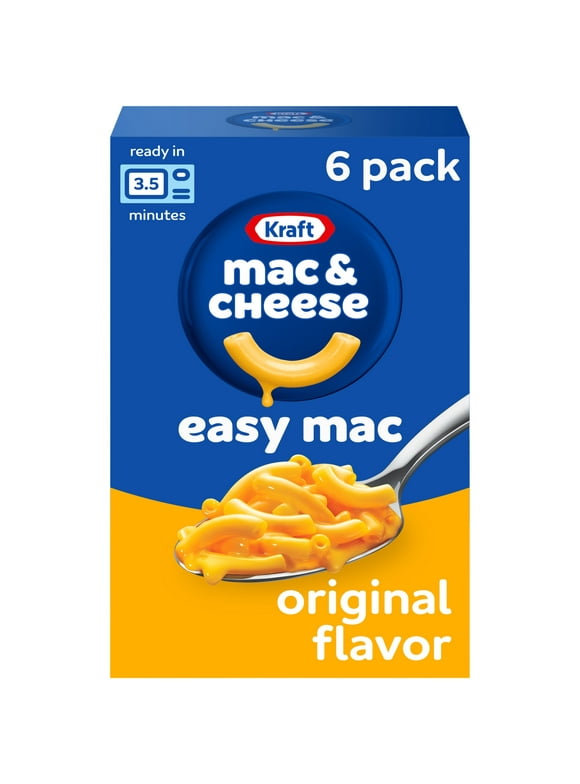 Kraft Easy Mac Original Mac N Cheese Macaroni and Cheese Microwavable Dinner, 6 ct Packets