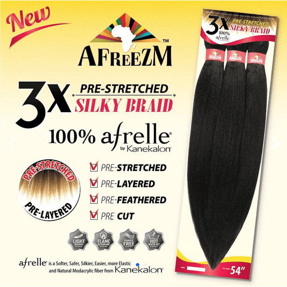 Afreezm Pre-Stretched Silky Braid 3X, Color T1B/BG