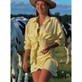 thumbnail image 5 of 2 Piece Summer Outfits Button Down Shirt Top and Skirts Casual Lounge Sets Yellow One size, 5 of 10