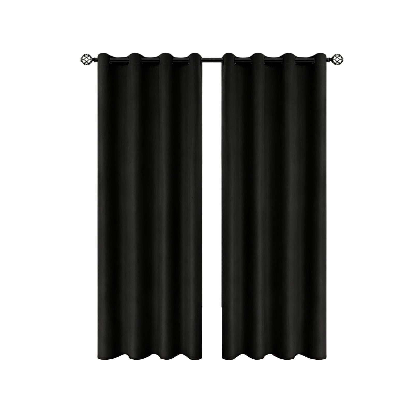 100% Blackout Curtains for Bedroom 80 Inch Length 2 Panels Set, Solid Thermal Insulated Energy Saving Rod Pocket Window Treatment Curtains Blackout Drapes, W40 x L80 Inch, Black