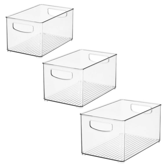 Set of 3 Storage Bins with Handles for Household Storage and Organization - Ideal for Kitchen, Bathroom, or Home Office