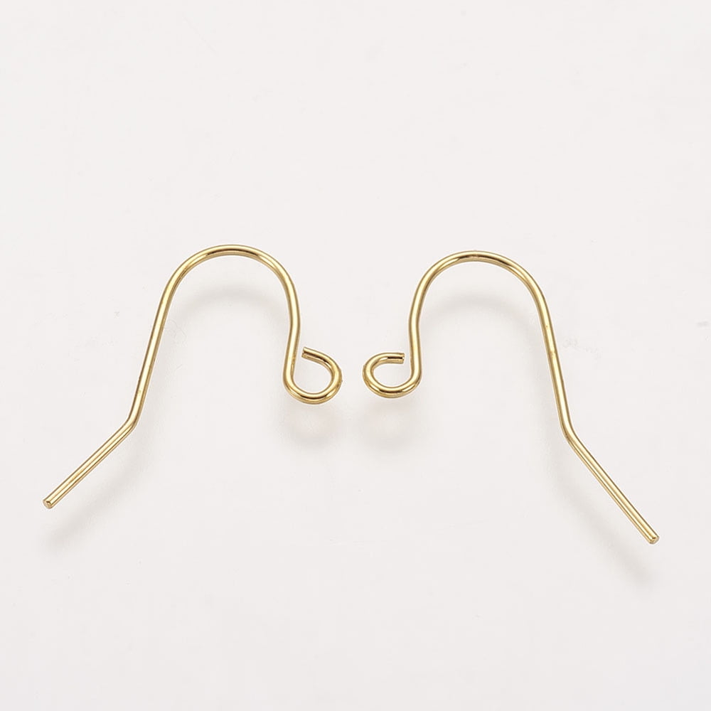 5000pcs Jewelry Findings Iron Earring Hooks Ear Wire with Horizontal Loop Nickel Free Golden 12x17mm