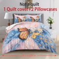 thumbnail image 4 of ZIATUBLES Queen Size 3-Piece Duvet Cover Set, Butterfly Floral Print Soft Breathable Polyester, Zipper Closure Easy-Care All-Season Bedding, Bedroom Decor, Duvet Insert Not Included, 4 of 8