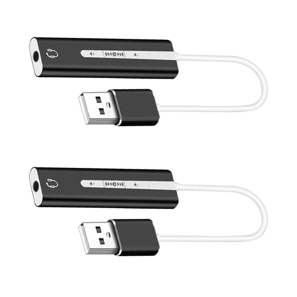 Adaptador de auriculares para 2 piezas con sonido USB 7.1 y tarjeta 3.1, ajustable en miniatura.