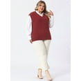 thumbnail image 3 of DARING DIVA Women's Plus V Neck Sleeveless Cable Knit Pullover Sweater Vest 1X Burgundy, 3 of 6