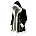 thumbnail image 4 of Christmas Jacket for Men Christmas Men's Long Cardigan Hoodies Women White Trim Warm Santa Claus Xmas Hooded Coat with Pocket Black XXXL, 4 of 4