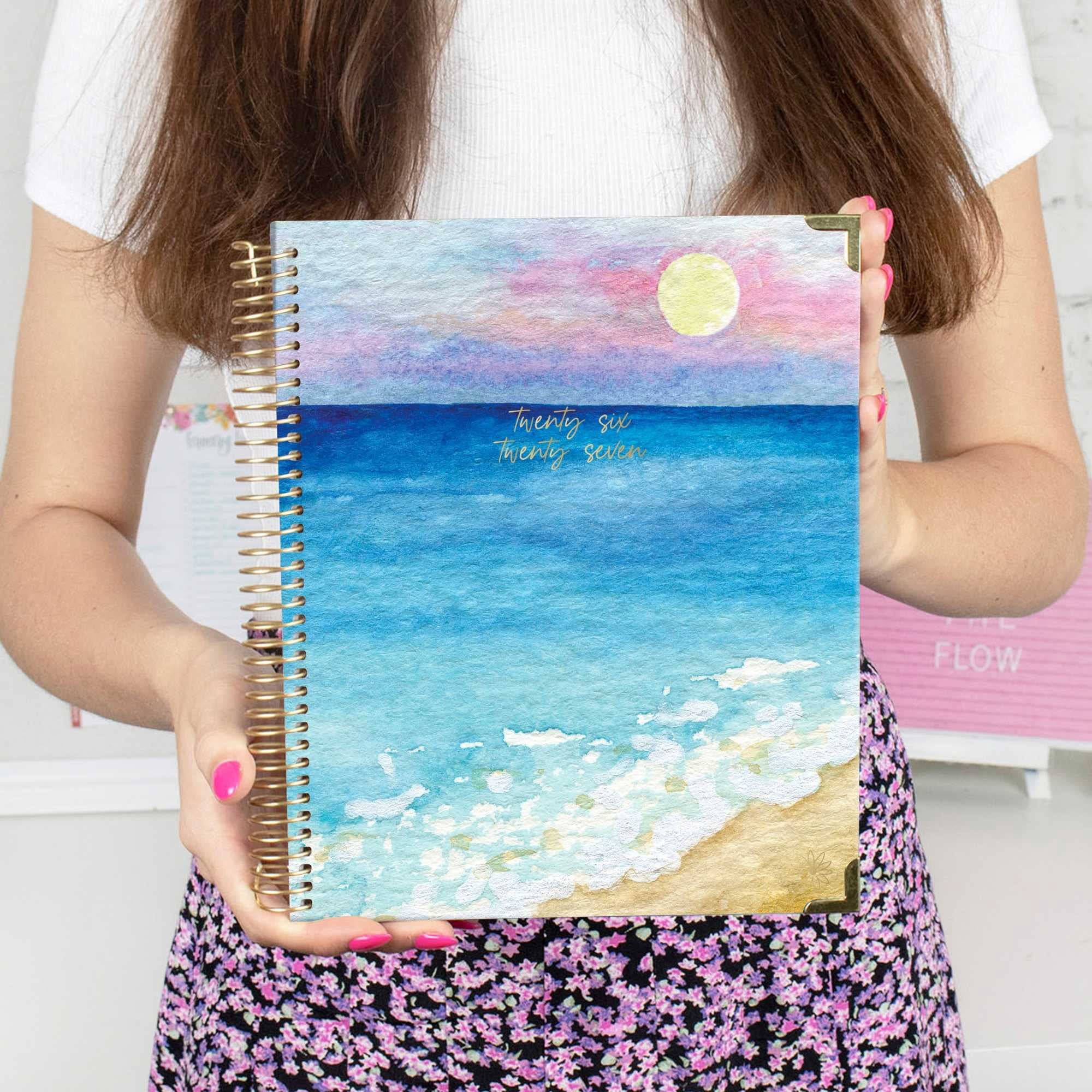 bloom daily planners 2026-2027 Academic Goal & Vision Planner, 13-Month Monthly & Weekly Hard Cover, 7.5" x 9", Coastal Calm