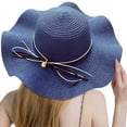 thumbnail image 2 of LRen Tea Party Hats Women's Summer Wide Brim Straw Hat Floppy Beach Sun Cap with UPF 50+ Roll Up Design for Travel B, 2 of 7