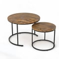 thumbnail image 1 of Ensemble de 2 Tables Basses Rondes Gigognes, Table Basse Ronde pour Salon, Tables Gigognes Gain de Place, 1 of 6
