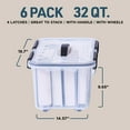 thumbnail image 2 of Lifemaster Stackable Storage Box Set - 6 Pieces 32 Quarts Multi-purpose, Space-Efficient Stackable Storage Boxes with Nestable Design, Secure Latches, Easy-Move Wheels & Pull-Out Base - Clear, 2 of 9