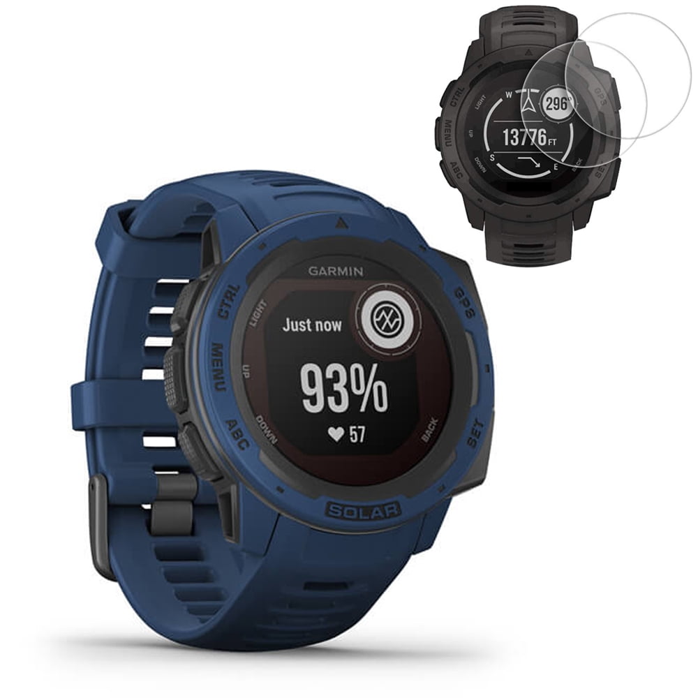 Garmin Instinct Solar GPS Smartwatch - Tidal Blue(010-02293-11) w/ 2x Screen Protectors