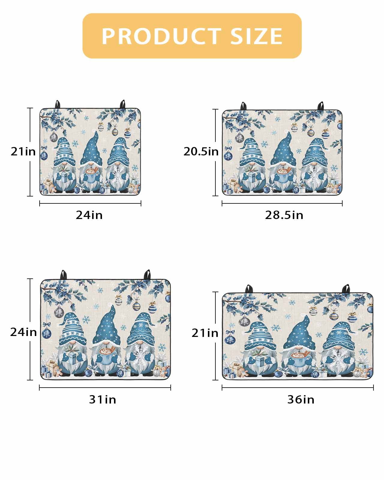Large Induction Cooktop Protector Mat Blue Christmas Stove Top Covers for Electric Stove, Xmas Gnomes Balls Tree Snowflake Gifts Decorative Stove Burner Cover Mats, Glass Top Stove Cover