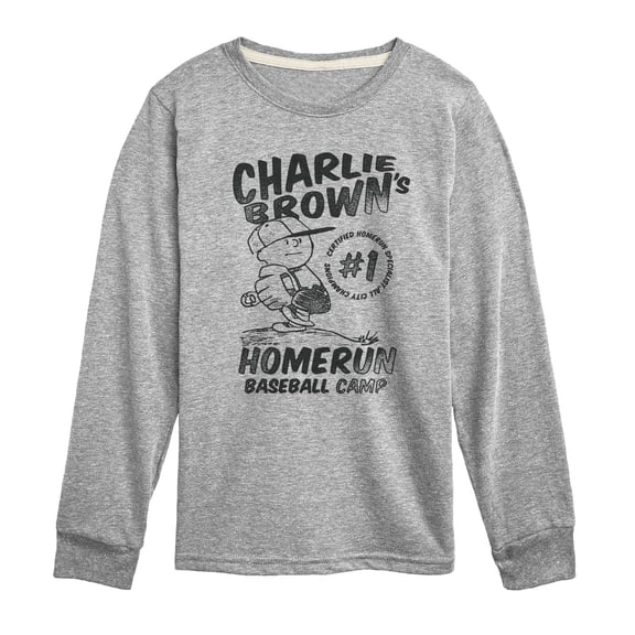 Peanuts - Charlie Brown's Baseball Camp - Youth Boys Long Sleeve Graphic T-Shirt