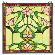 NOUVEAU LILY STAINED GLASS WINDOW