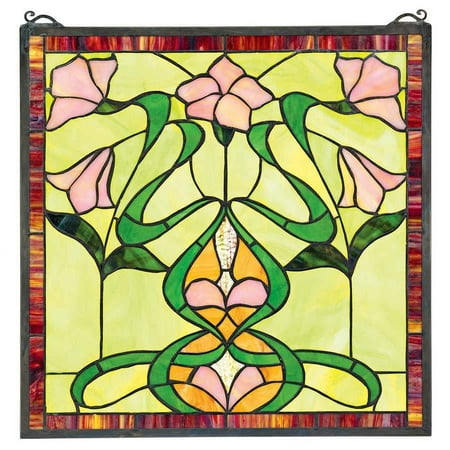 NOUVEAU LILY STAINED GLASS WINDOW