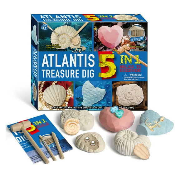 Pirate Treasures Dig Kit with 5 Bricks Digging Tools STEM Archaeology Paleontology Educational Science Christmas