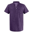 thumbnail image 3 of Mens Distressed Henley Shirts Retro Short Sleeve Tee Shirts Casual Button Down T-Shirts for Men, L, 3 of 4