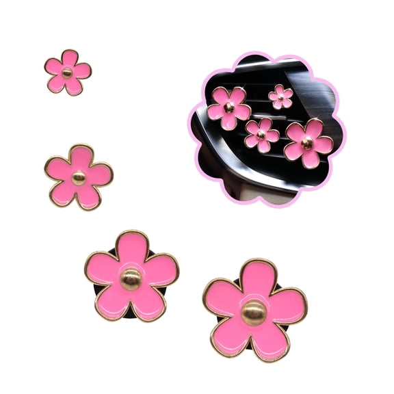 4pcs Pink Flower Air Vent Clips Car Air Freshener,Girly Daisy Flower Car Accessories for Women,Lavender Car Scent Decorations Refillable Clips On Air Freshener