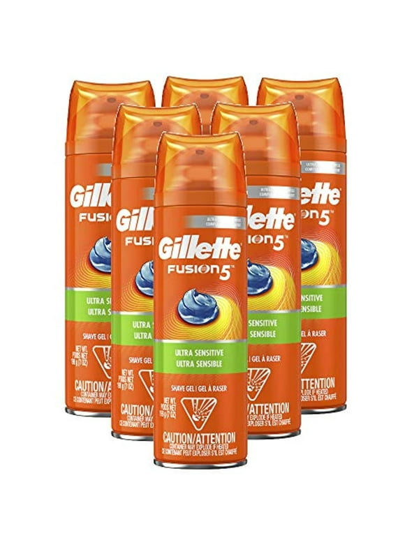 Gillette Fusion5 Ultra Sensitive Shave Gel, 7Oz, Pack Of 6