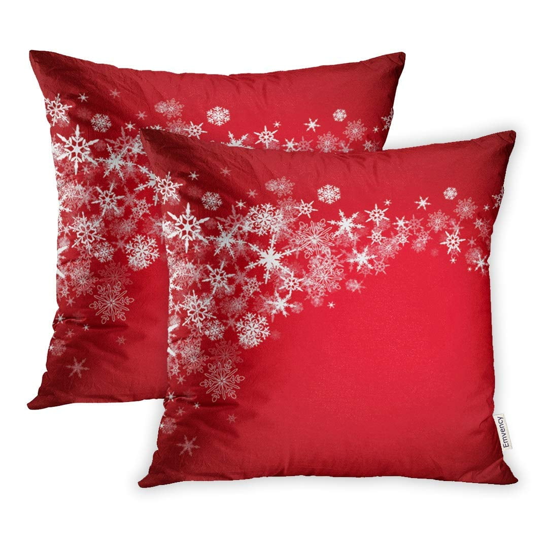 ARHOME Falling Christmas Snowflakes on Burgundy Snowy Snow Pillow Case