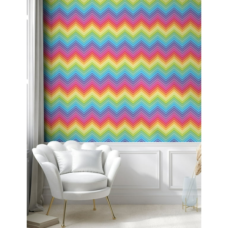Colorful Chevron Wallpaper / Peel and Stick Wallpaper 