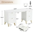 thumbnail image 3 of Spaco 59" White Computer Desk with File Drawers, Wood Executive Desk for Indoor as Home, Office, White, 3 of 4