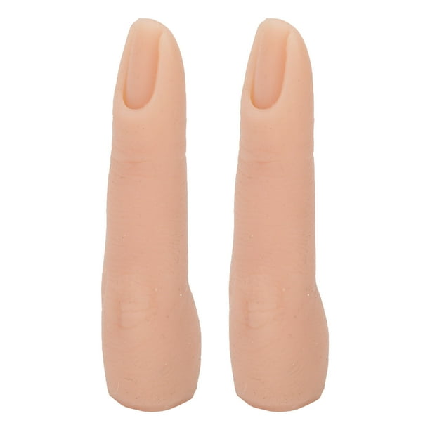 M Buder Dedo de Práctica de Silicona Flexible para Uñas Acrílicas Tatuajes Acupuntura Color Beige 2 Piezas (8 cm / 3.1 inches) Herramienta Entrenamiento Profesional