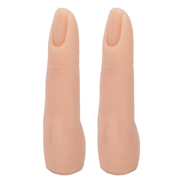 M Buder Dedo de Práctica de Silicona Flexible para Uñas Acrílicas Tatuajes Acupuntura Color Beige 2 Piezas (8 cm / 3.1 inches) Herramienta Entrenamiento Profesional