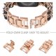 thumbnail image 3 of Cadena Dorada Cuero Negro Oro Rosa, Correa de Metal de Doble Fila para Mujer Compatible con Apple Watch 42 mm 44 mm 45 mm, Correa de Acero Inoxidable iWatch Series 8/7/6/5/4/3/2/1/SE (2022/2020), 3 of 5