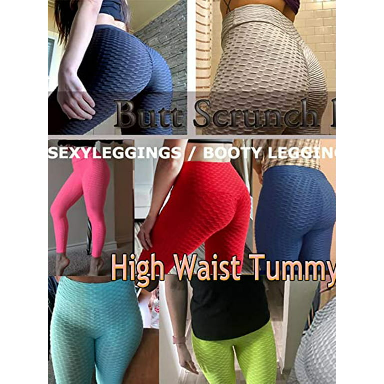 Womens High Waisted Ruched Yoga Pants Tummy Control Scrunched Booty  Leggings Workout Running Butt Lift Textured Tights
