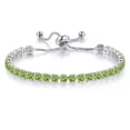 thumbnail image 3 of Paris Jewelry 10k White Gold 6 Ct Created Peridot Round Adjustable Tennis Bracelet and Earrings Set Plated, 3 of 6