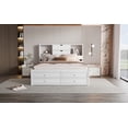 thumbnail image 6 of Queen Size White Platform Bed Frame w/ Storage Headboard & 8 Drawers, Solid Wood & MDF, Bedroom Furniture, No Box Spring Needed, 91.3"L x 64.3"W, 6 of 20