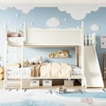 thumbnail image 4 of Harper & Bright Designs Full over Full Bunk Bed with Storage Shelves, Solid Wood Bunk Bed Frame with Slide and Ladders, Low Bunk Bed with Guardrails for Boys Girls, Beige, 4 of 16