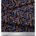 thumbnail image 3 of Soimoi Black Viscose Chiffon Fabric Diamond Geometric Printed Craft Fabric by the Yard 42 Inch Wide, 3 of 3