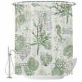 thumbnail image 2 of Shower Curtains for Bathroom, Sage Green Coastal Waterproof Fabric Shower Curtain, Coral Starfish Nautical Compass Decorative Bathroom Curtain for Bathtub, 36"x72", No Hooks Included, 2 of 9
