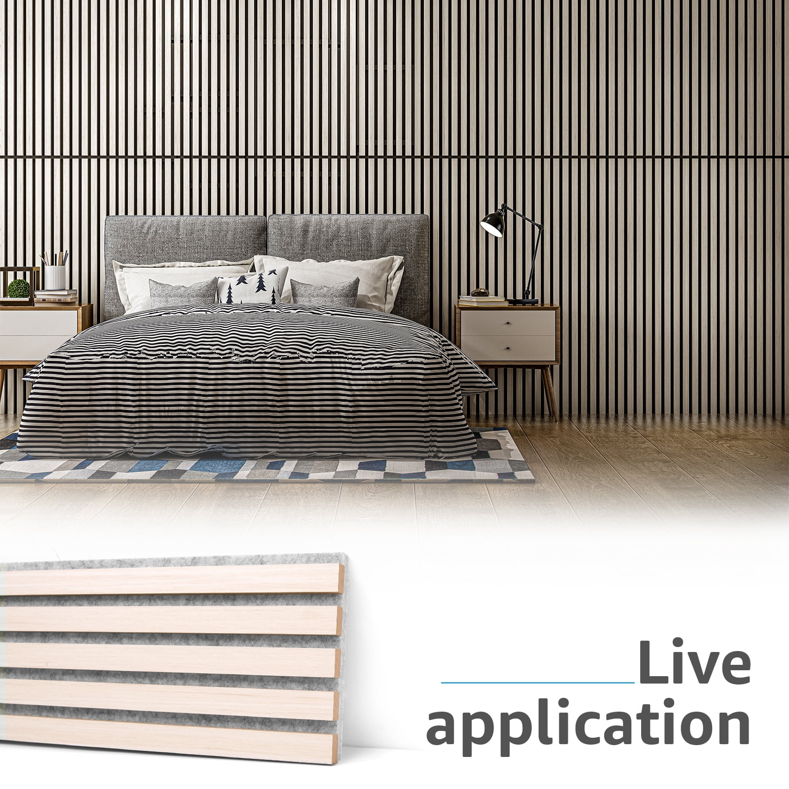 Art3d 3D Acoustic Wood Panels, White Elm, 23.6" x 47.2", MDF, 4-Pack