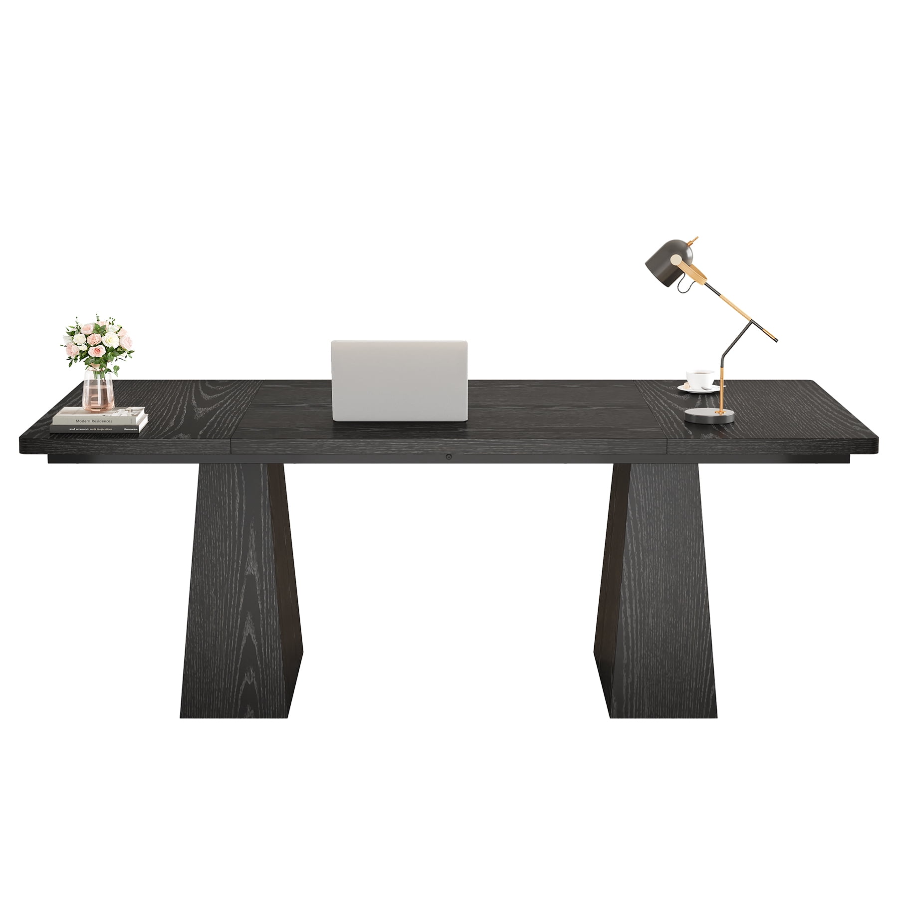 Fnova 63" Home Office Computer Desk, Black Modern Executive Desk, Writing Desk, Easy to Assemble