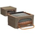 thumbnail image 2 of Sorbus Oxford Fabric Storage Bins: Stackable, Foldable Organizer Bags, with Clear Window (Set of 2), Brown, 2 of 9