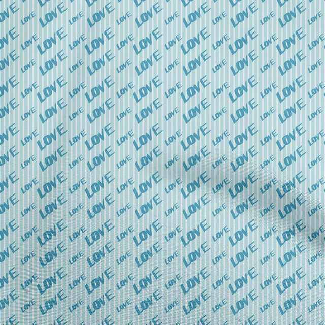 oneOone Silk Tabby Light Blue Fabric Writing Font Sewing Craft Projects Fabric Prints By Yard 42 Inch Wide