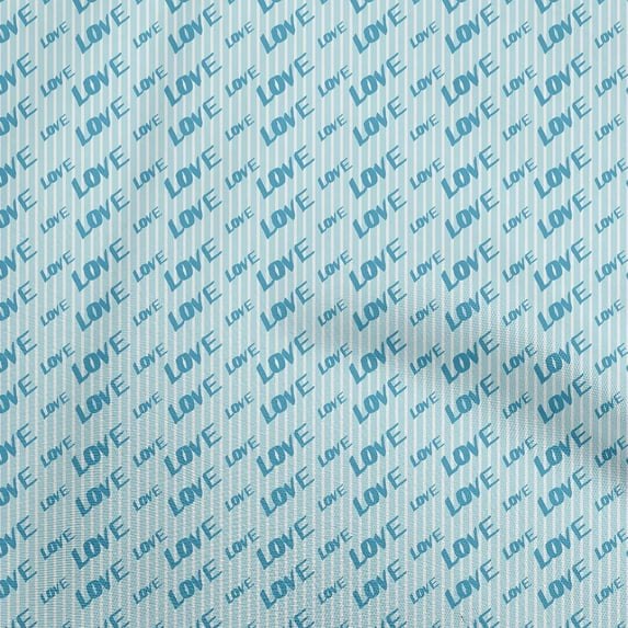 oneOone Silk Tabby Light Blue Fabric Writing Font Sewing Craft Projects Fabric Prints By Yard 42 Inch Wide