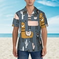 thumbnail image 4 of Balery Llama and Cactus Print Men's Hawaiian Shirts Short Sleeve Beach Shirt Relaxed Fit Vacation Button Down Shirts-Small, 4 of 9