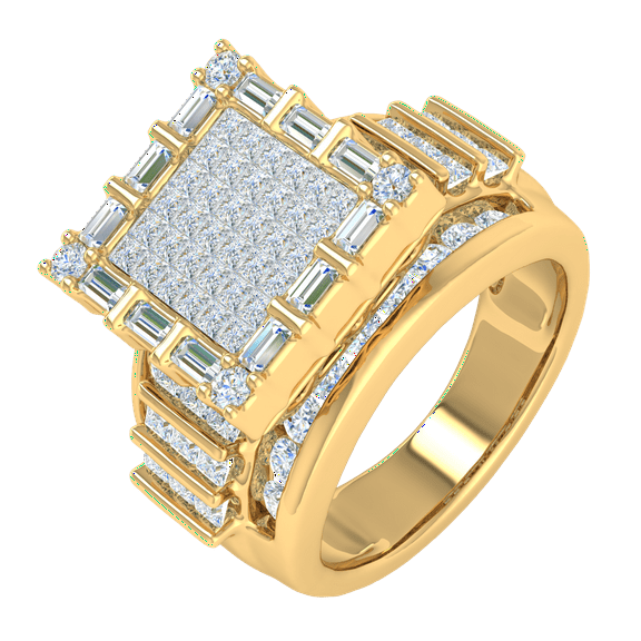 3 Carat Diamond Engagement Ring Band in 14K Yellow Gold (Ring Size 4)