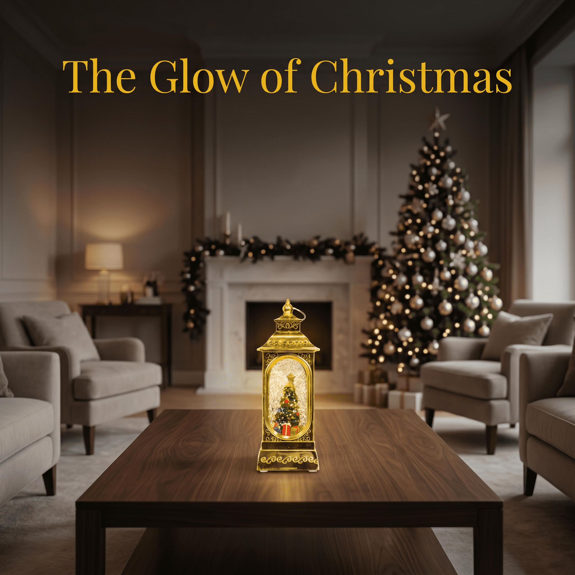 Unique Bargains Christmas Light Up Crystal Ball Mini LED Glitter Sphere Orb Yellow