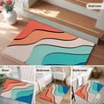 thumbnail image 5 of 2x3 Ft Entryway Area Rug, Orange Teal Ombre Kitchen Rug Runner Washable Floor Mat, Modern Moire Abstract Art Non Slip Indoor Door Mat Throw Carpet for Bathroom Living Room Bedroom, 5 of 8