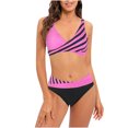 thumbnail image 1 of Traje de baño de bikini hueco con espalda abierta y cintura alta sexy con rayas divididas para mujer de verano Fridja nalpqowj55897, 1 of 7