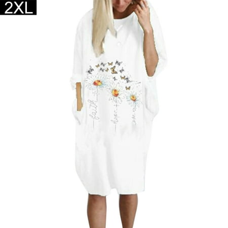 

BESTHUA Long-sleeved Butterfly Print Dress for Women Autumn Winter